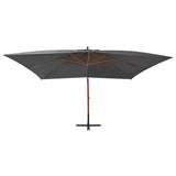 Vidaxl -schwimmendes Parasol mit Holzstange 400 x 300 cm Anthrazit -Gelenkt
