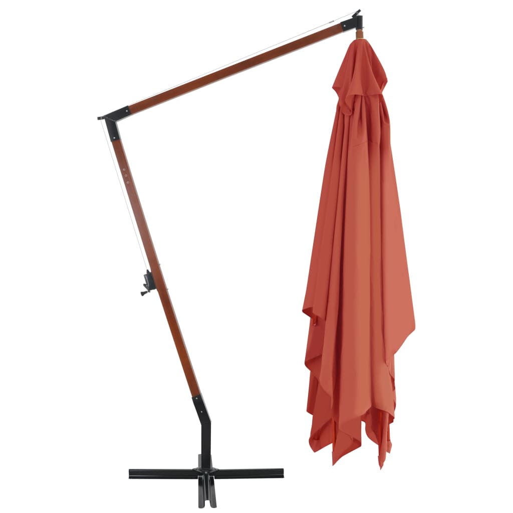 Vidaxl -schwimmendes Parasol mit Holzstange 400x300 cm Terrakotta -gelöscht