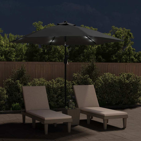 VIDAXL -Parasol mit LED -Beleuchtung und Stahlpol 300 cm Anthrazit