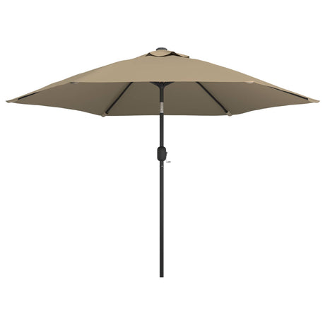 Vidaxl -Parasol mit LED -Beleuchtung und Stahlpol 300 cm Taupe