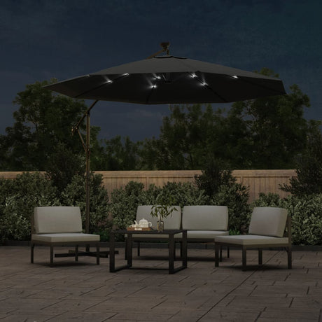 Vidaxl -schwimmender Parasol mit LED -Beleuchtungsstahlstahl 300 cm Anthrazit