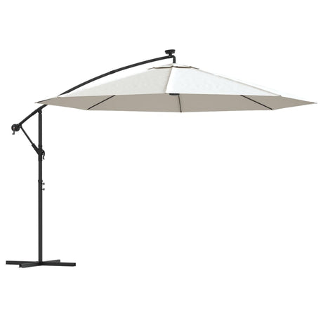 Vidaxl -schwimmendes Parasol mit LED -Beleuchtung und Metallstast 350 cm Sand