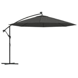 Vidaxl -schwimmender Parasol mit LED -Beleuchtung Metallpol 350 cm Anthrazit