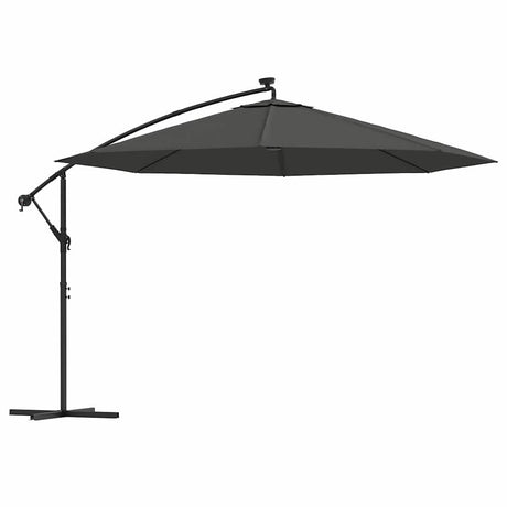 Vidaxl -schwimmender Parasol mit LED -Beleuchtung Metallpol 350 cm Anthrazit