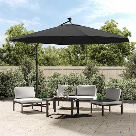 Vidaxl -schwimmender Parasol mit LED -Beleuchtung Metallpol 350 cm Anthrazit