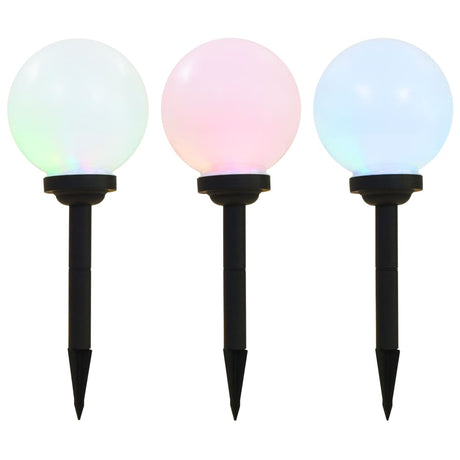 Vidaxxl LED-Solarlampen rund 20 cm RGB 3 Stk