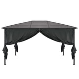 Vidaxl -Laube mit Vorhang 4x3x2,6 cm Aluminiumschwarz