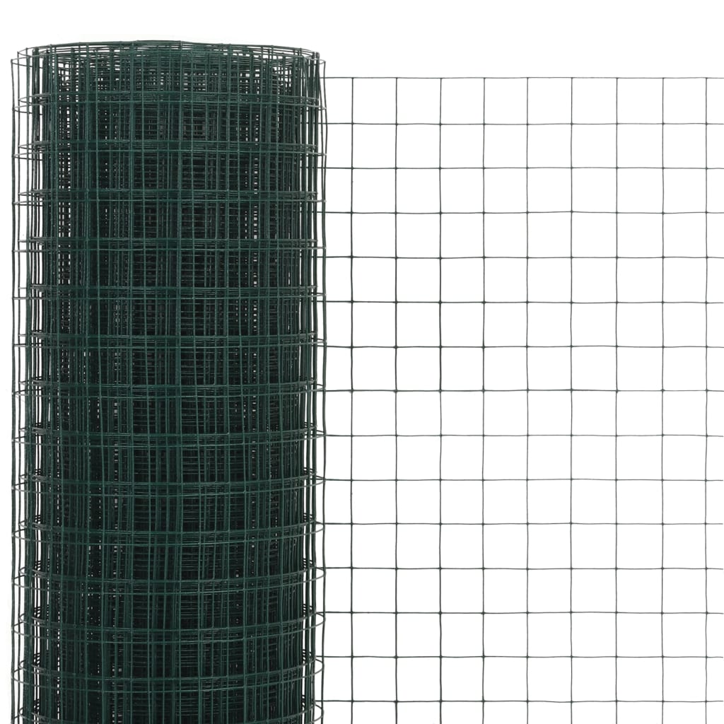 Vidaxx Hühnerdraht 10x1,5 m Stahl mit PVC-Beschichtung grün