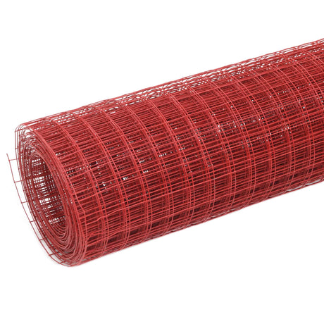 Vidaxl -Hühnerdraht 10x0,5 m Stahl mit PVC -Beschichtung rot