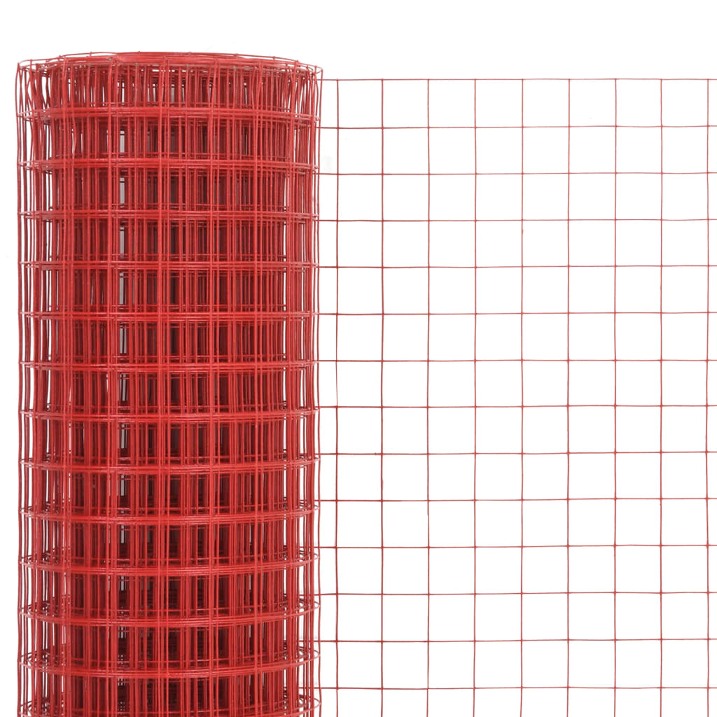 Vidaxl -Hühnerdraht 10x1,5 m Stahl mit PVC -Beschichtung rot