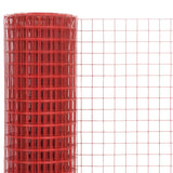 Vidaxxl Hühnerdraht 10x1,5 m Stahl mit PVC-Beschichtung rot