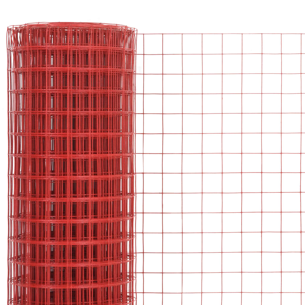 Vidaxl -Hühnerdraht 10x1,5 m Stahl mit PVC -Beschichtung rot