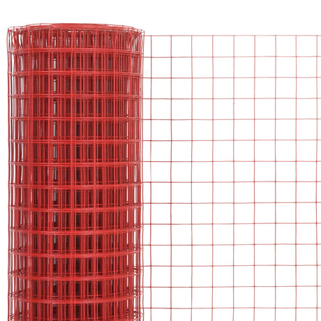 Vidaxx Hühnerdraht 25x0,5 m Stahl mit PVC-Beschichtung rot