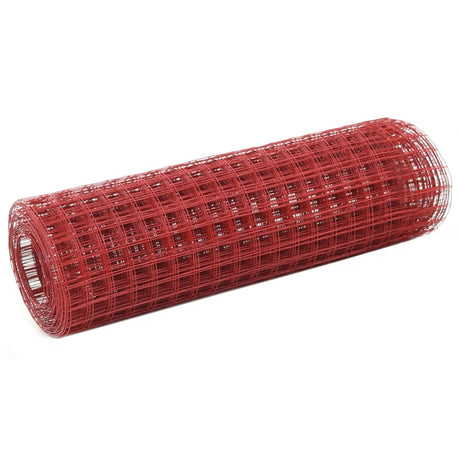 Vidaxx Hühnerdraht 25x0,5 m Stahl mit PVC-Beschichtung rot