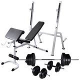 VIDAXL -Trainingsbank mit Gewichtsregal und Hantel 60,5 kg