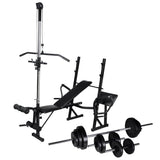 VIDAXL -Trainingsbank mit Gewichtsregal und Hantel 30,5 kg Set