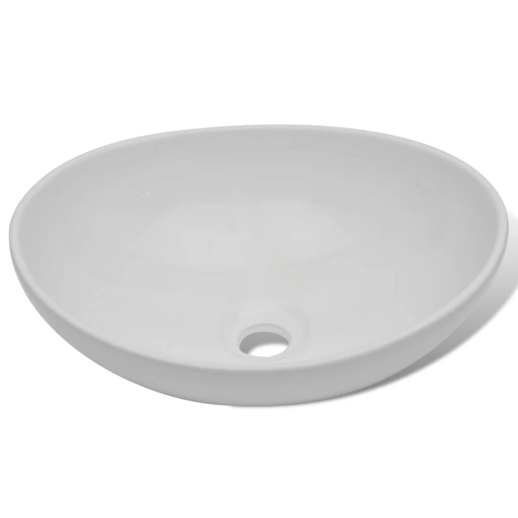 Vidaxl wastafel ovaal 40x33 cm keramiek wit