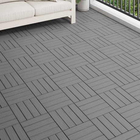 Vidaxl terras tegel 3d-design 11 st grijs 30 x 30 cm wpc