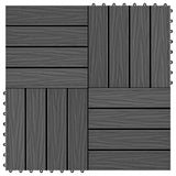 VIDAXL -Terrassenfliesen tiefe Relief 30 x 30 cm 1 m² HKC Schwarz 11 Sts