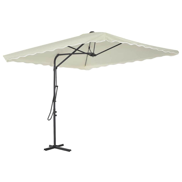 Vidaxl parasol met stalen paal 250x250 cm zandkleurig