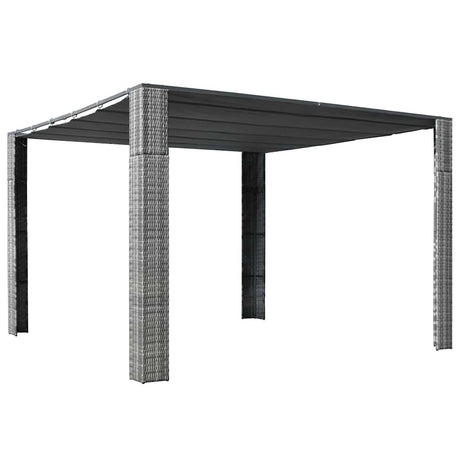 Vidaxx Pavillon mit Dach 300x300x220 cm Polyrattan grau und anthrazit