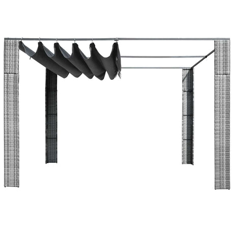 Vidaxx Pavillon mit Dach 300x300x200 cm Polyrattan grau und anthrazit