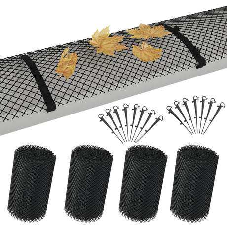 VidaXL 4-teiliges Dachrinnennetz mit Klammern 1,08 ㎡ HDPE