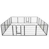Vidaxl Hundelauf mit 16 Paneele 80 x 80 cm Stahl schwarz