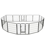 Vidaxl Hundelauf mit 16 Paneele 80 x 80 cm Stahl schwarz