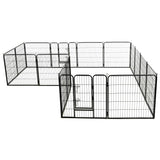 Vidaxl Hundelauf mit 16 Paneele 80 x 80 cm Stahl schwarz