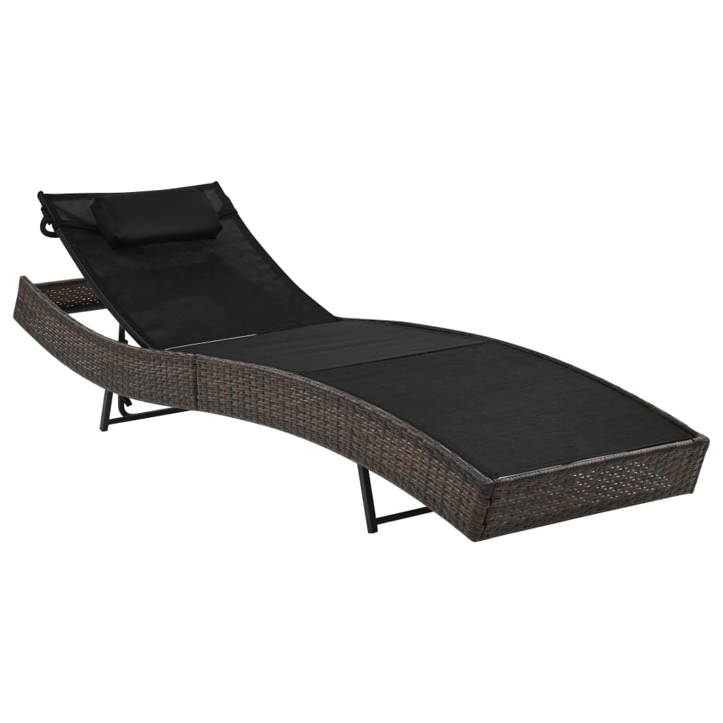 Vidaxl ligbed met kussen poly rattan bruin