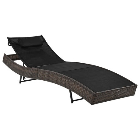 Vidaxl ligbed met kussen poly rattan bruin