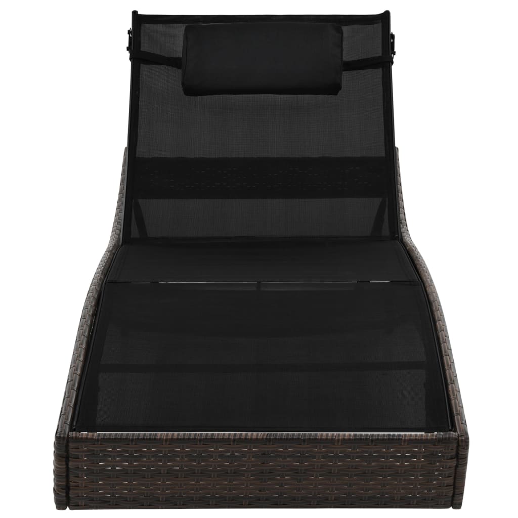 Vidaxl ligbed met kussen poly rattan bruin