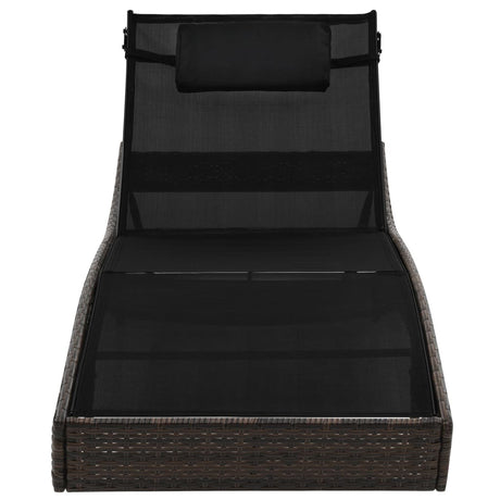 Vidaxl ligbed met kussen poly rattan bruin