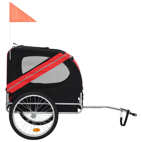 Vidaxl hondenfietstrailer rood en zwart