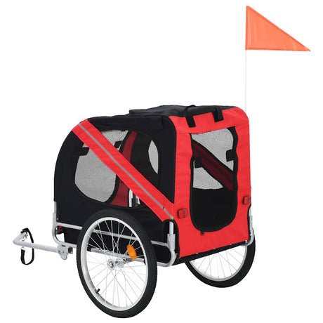 Vidaxl hondenfietstrailer rood en zwart