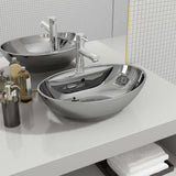 VIDAXL WASHBAIN mit Landung 58,5 x 39 x 21 cm Keramik Silber gefärbt