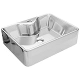 VIDAXL WASHBAIN mit TAP -Loch 48x37x13,5 cm Keramik Silberfarbe