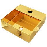 VIDAXL WASHBAIN mit TAP -Loch 38x30x11.5 cm Keramik Gold gefärbt
