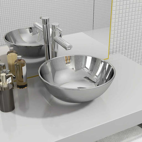 VIDAXL WASHBAIN 28x10 cm Keramik Silberfarbe