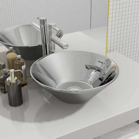 VIDAXL WASHBAIN 42 x 14 cm Keramik Silberfarbe
