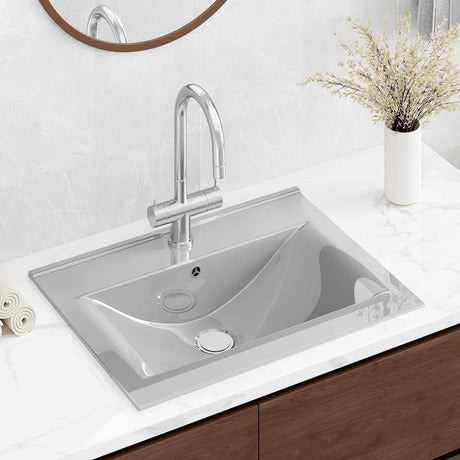 Vidaxl -Waschbecken mit Landung 60x46x16 cm Keramik Silber gefärbt
