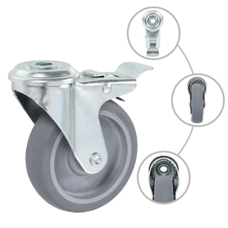 Vidaxl-Lenkrollen mit Bolzenlöchern und Doppelbremsen 4 Stück 100 mm