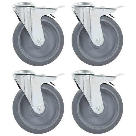 Vidaxl-Lenkrollen mit Bolzenlöchern und Doppelbremsen 4 Stück 125 mm