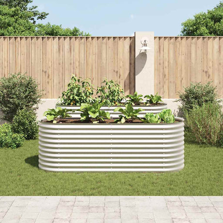 VIDAXL -Pflanzer erhöhte 240 x 80 x 81 cm verzinkte Stahl Silber