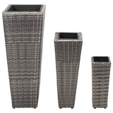 VIDAXL -Pflanzer erhöhten 3 St. Poly Rattan Gray