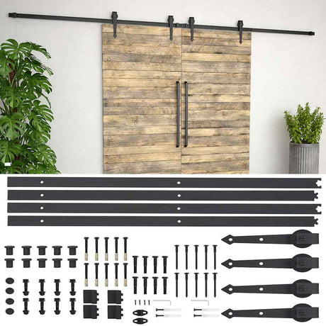 Vidaxx Teileset für Schiebetür 2x183 cm Stahl schwarz