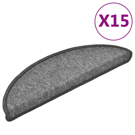 Vidaxl -Treppenmatten 15 ST 56x17x3 cm dunkelgraue Hemisphäre