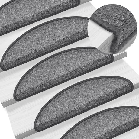 Vidaxl -Treppenmatten 15 ST 56x17x3 cm dunkelgraue Hemisphäre