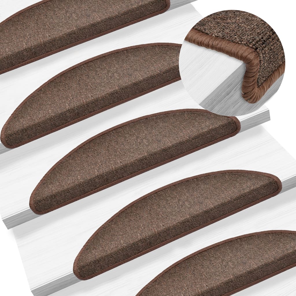 VIDAXL -Treppenmatten 15 St 56x17x3 cm Kaffee Brown Hemisphäre